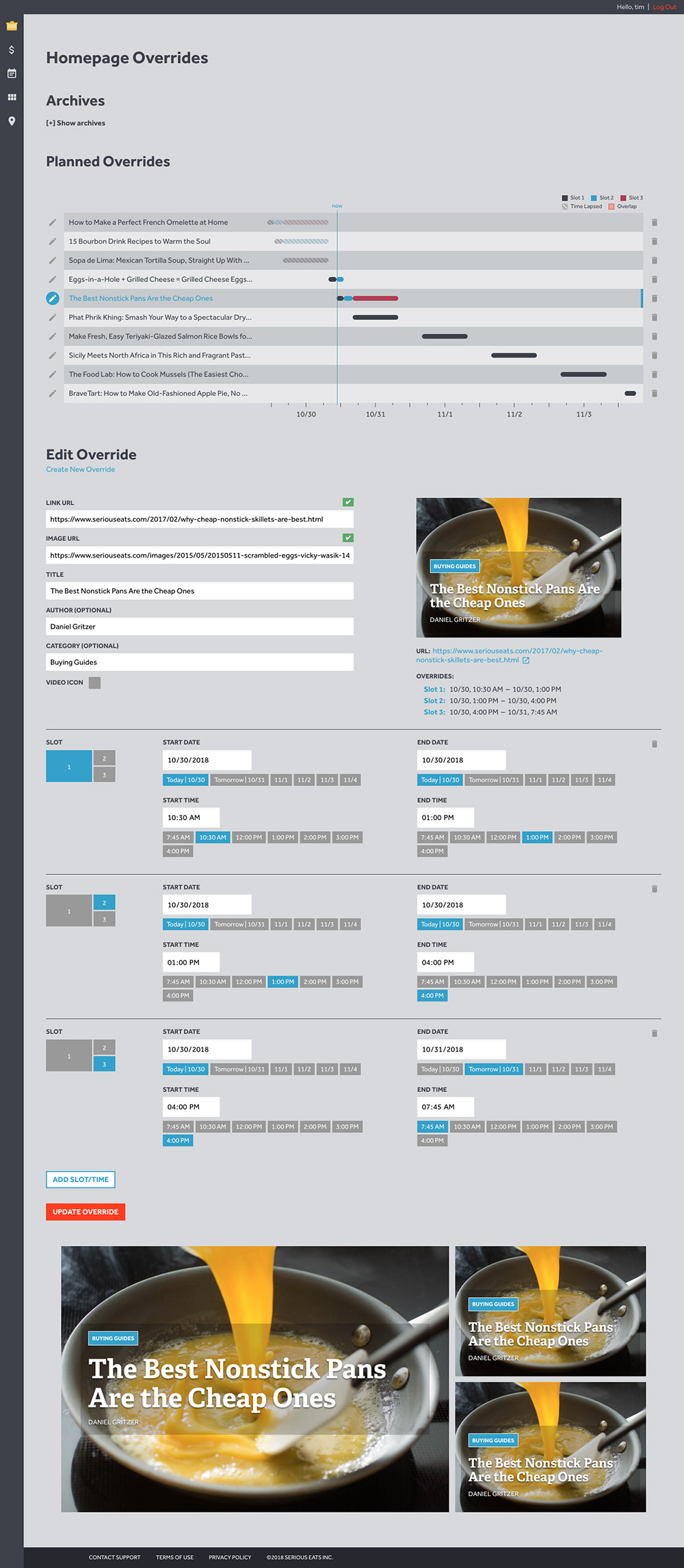 Overrides input form